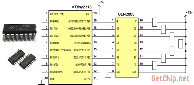 Подключение при помощи ULN2003